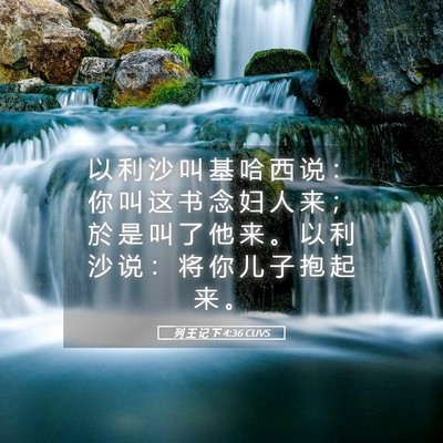 Picture 05 - 列 王 记 下 4:36 CUVS - 以 利 沙 叫 基 哈 西 说 ： 你 叫 这 - Bible Verse Picture