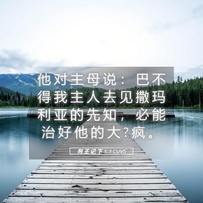 Picture 05 - 列 王 记 下 5:3 CUVS - 他 对 主 母 说 ： 巴 不 得 我 主 人 - Bible Verse Picture