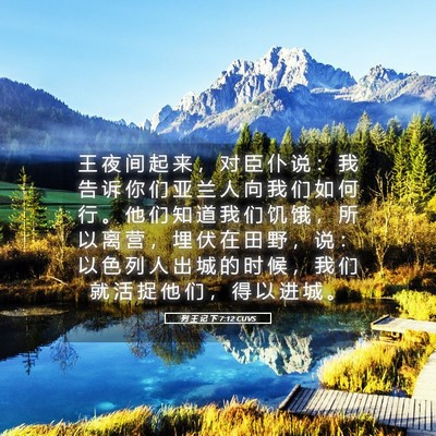Picture 05 - 列 王 记 下 7:12 CUVS - 王 夜 间 起 来 ， 对 臣 仆 说 ： 我 - Bible Verse Picture