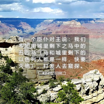Picture 05 - 列 王 记 下 7:13 CUVS - 有 一 个 臣 仆 对 王 说 ： 我 们 不 - Bible Verse Picture