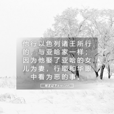 Picture 05 - 列 王 记 下 8:18 CUVS - 他 行 以 色 列 诸 王 所 行 的 ， 与 - Bible Verse Picture