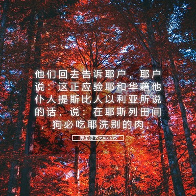 Picture 05 - 列 王 记 下 9:36 CUVS - 他 们 回 去 告 诉 耶 户 ， 耶 户 说 - Bible Verse Picture