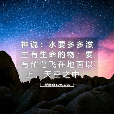 Picture 05 - 创 世 纪 1:20 CUVS - 神 说 ： 水 要 多 多 滋 生 有 生 命 - Bible Verse Picture