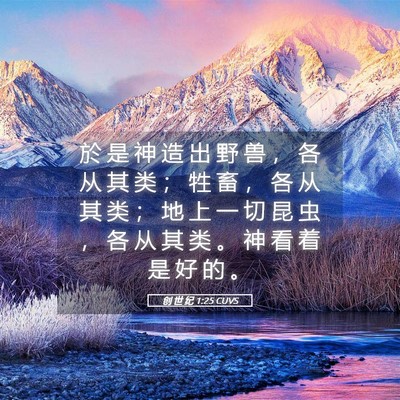 Picture 05 - 创 世 纪 1:25 CUVS - 於 是 神 造 出 野 兽 ， 各 从 其 类 - Bible Verse Picture