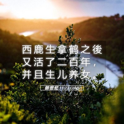 Picture 05 - 创 世 纪 11:23 CUVS - 西 鹿 生 拿 鹤 之 後 又 活 了 二 百 - Bible Verse Picture