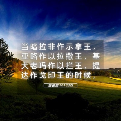 Picture 05 - 创 世 纪 14:1 CUVS - 当 暗 拉 非 作 示 拿 王 ， 亚 略 作 - Bible Verse Picture