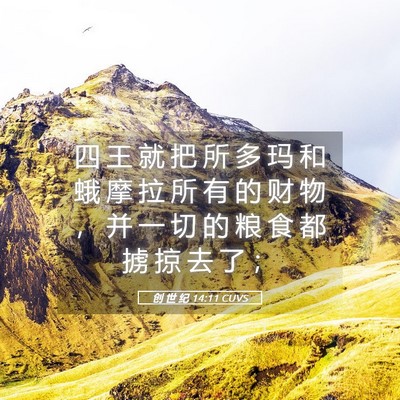 Picture 05 - 创 世 纪 14:11 CUVS - 四 王 就 把 所 多 玛 和 蛾 摩 拉 所 - Bible Verse Picture