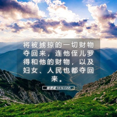 Picture 05 - 创 世 纪 14:16 CUVS - 将 被 掳 掠 的 一 切 财 物 夺 回 来 - Bible Verse Picture