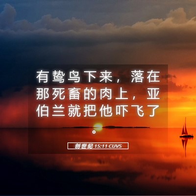 Picture 05 - 创 世 纪 15:11 CUVS - 有 鸷 鸟 下 来 ， 落 在 那 死 畜 的 - Bible Verse Picture