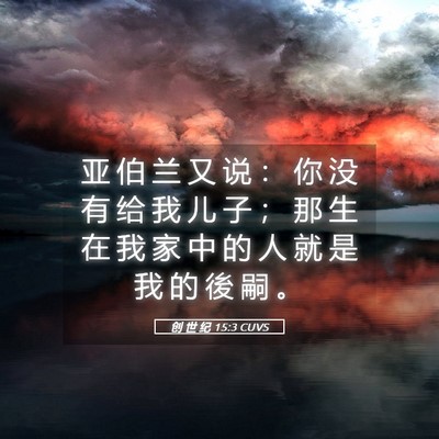 Picture 05 - 创 世 纪 15:3 CUVS - 亚 伯 兰 又 说 ： 你 没 有 给 我 儿 - Bible Verse Picture