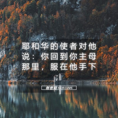 Picture 05 - 创 世 纪 16:9 CUVS - 耶 和 华 的 使 者 对 他 说 ： 你 回 - Bible Verse Picture