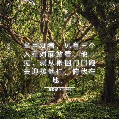 Picture 05 - 创 世 纪 18:2 CUVS - 举 目 观 看 ， 见 有 三 个 人 在 对 - Bible Verse Picture