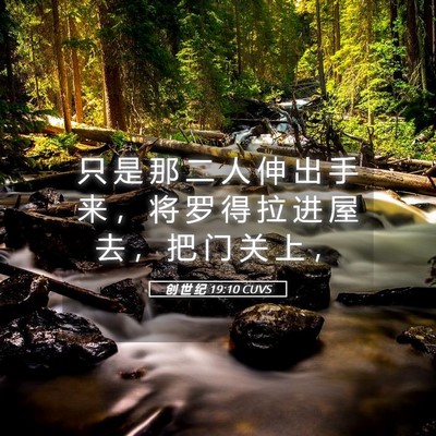 Picture 05 - 创 世 纪 19:10 CUVS - 只 是 那 二 人 伸 出 手 来 ， 将 罗 - Bible Verse Picture