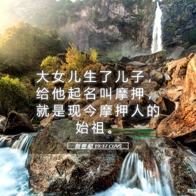 Picture 05 - 创 世 纪 19:37 CUVS - 大 女 儿 生 了 儿 子 ， 给 他 起 名 - Bible Verse Picture