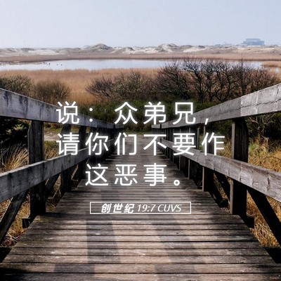Picture 05 - 创 世 纪 19:7 CUVS - 说 ： 众 弟 兄 ， 请 你 们 不 要 作 - Bible Verse Picture