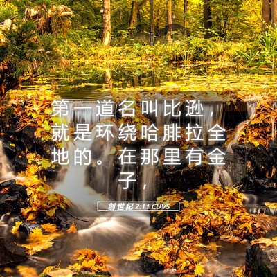 Picture 05 - 创 世 纪 2:11 CUVS - 第 一 道 名 叫 比 逊 ， 就 是 环 绕 - Bible Verse Picture