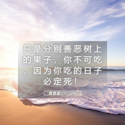 Picture 05 - 创 世 纪 2:17 CUVS - 只 是 分 别 善 恶 树 上 的 果 子 ， - Bible Verse Picture