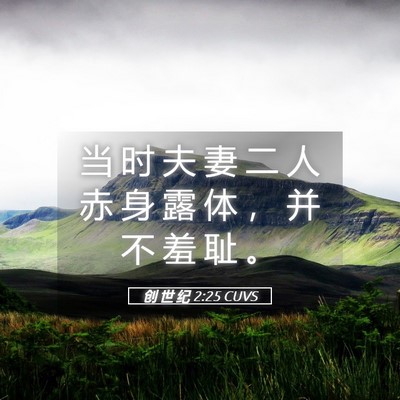 Picture 05 - 创 世 纪 2:25 CUVS - 当 时 夫 妻 二 人 赤 身 露 体 ， 并 - Bible Verse Picture