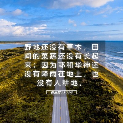 Picture 05 - 创 世 纪 2:5 CUVS - 野 地 还 没 有 草 木 ， 田 间 的 菜 - Bible Verse Picture