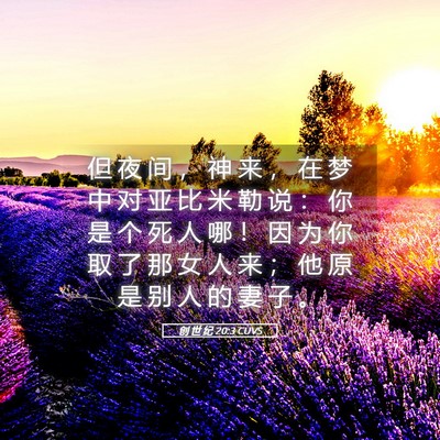 Picture 05 - 创 世 纪 20:3 CUVS - 但 夜 间 ， 神 来 ， 在 梦 中 对 亚 - Bible Verse Picture