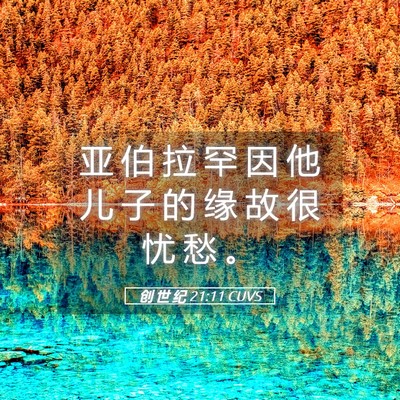 Picture 05 - 创 世 纪 21:11 CUVS - 亚 伯 拉 罕 因 他 儿 子 的 缘 故 很 - Bible Verse Picture