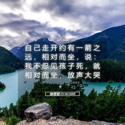 Picture 05 - 创 世 纪 21:16 CUVS - 自 己 走 开 约 有 一 箭 之 远 ， 相 - Bible Verse Picture