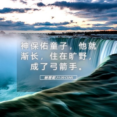 Picture 05 - 创 世 纪 21:20 CUVS - 神 保 佑 童 子 ， 他 就 渐 长 ， 住 - Bible Verse Picture