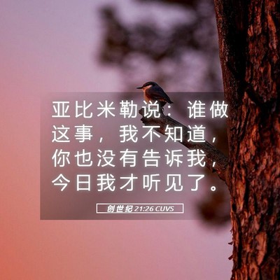 Picture 05 - 创 世 纪 21:26 CUVS - 亚 比 米 勒 说 ： 谁 做 这 事 ， 我 - Bible Verse Picture
