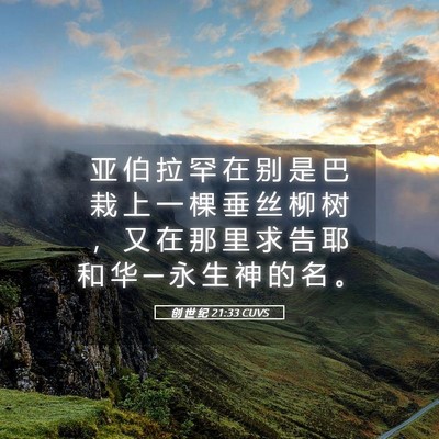 Picture 05 - 创 世 纪 21:33 CUVS - 亚 伯 拉 罕 在 别 是 巴 栽 上 一 棵 - Bible Verse Picture
