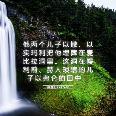 Picture 05 - 创 世 纪 25:9 CUVS - 他 两 个 儿 子 以 撒 、 以 实 玛 利 - Bible Verse Picture