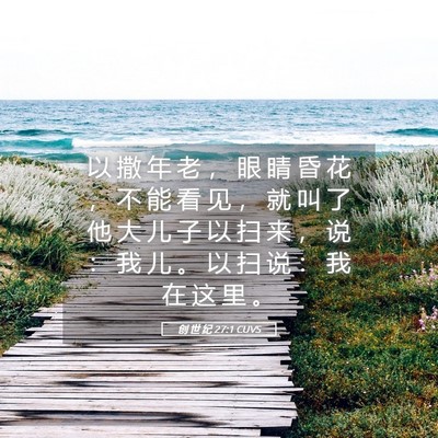 Picture 05 - 创 世 纪 27:1 CUVS - 以 撒 年 老 ， 眼 睛 昏 花 ， 不 能 - Bible Verse Picture