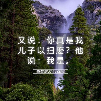 Picture 05 - 创 世 纪 27:24 CUVS - 又 说 ： 你 真 是 我 儿 子 以 扫 麽 - Bible Verse Picture