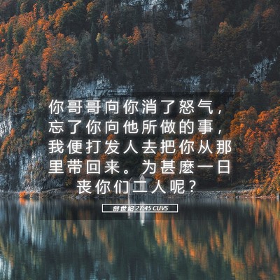 Picture 05 - 创 世 纪 27:45 CUVS - 你 哥 哥 向 你 消 了 怒 气 ， 忘 了 - Bible Verse Picture