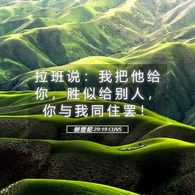 Picture 05 - 创 世 纪 29:19 CUVS - 拉 班 说 ： 我 把 他 给 你 ， 胜 似 - Bible Verse Picture