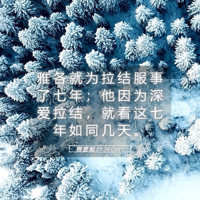 Picture 05 - 创 世 纪 29:20 CUVS - 雅 各 就 为 拉 结 服 事 了 七 年 ； - Bible Verse Picture