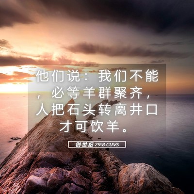 Picture 05 - 创 世 纪 29:8 CUVS - 他 们 说 ： 我 们 不 能 ， 必 等 羊 - Bible Verse Picture