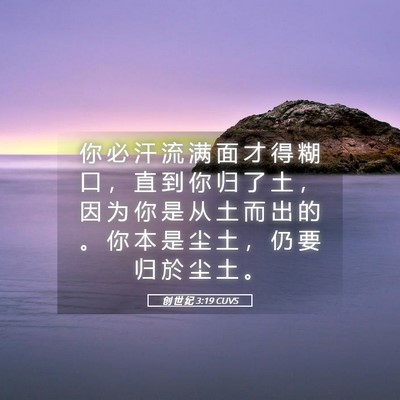 Picture 05 - 创 世 纪 3:19 CUVS - 你 必 汗 流 满 面 才 得 糊 口 ， 直 - Bible Verse Picture