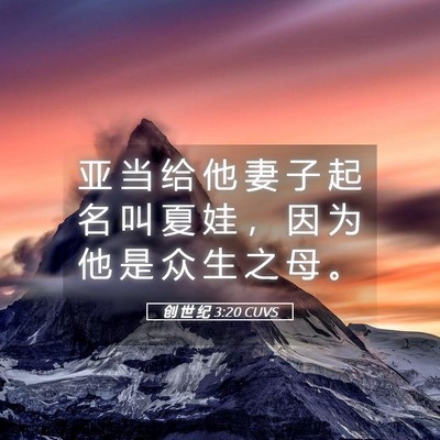 Picture 05 - 创 世 纪 3:20 CUVS - 亚 当 给 他 妻 子 起 名 叫 夏 娃 ， - Bible Verse Picture