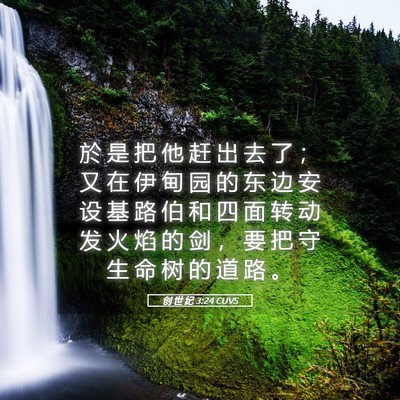 Picture 05 - 创 世 纪 3:24 CUVS - 於 是 把 他 赶 出 去 了 ； 又 在 伊 - Bible Verse Picture