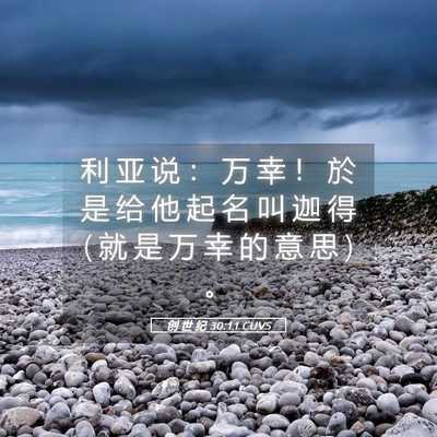 Picture 05 - 创 世 纪 30:11 CUVS - 利 亚 说 ： 万 幸 ！ 於 是 给 他 起 - Bible Verse Picture
