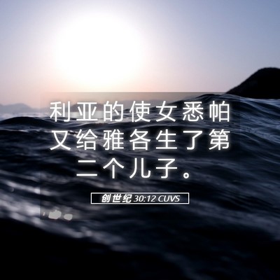Picture 05 - 创 世 纪 30:12 CUVS - 利 亚 的 使 女 悉 帕 又 给 雅 各 生 - Bible Verse Picture