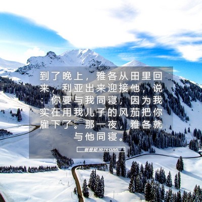 Picture 05 - 创 世 纪 30:16 CUVS - 到 了 晚 上 ， 雅 各 从 田 里 回 来 - Bible Verse Picture