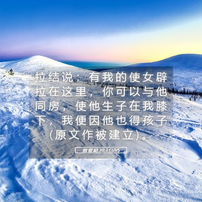 Picture 05 - 创 世 纪 30:3 CUVS - 拉 结 说 ： 有 我 的 使 女 辟 拉 在 - Bible Verse Picture