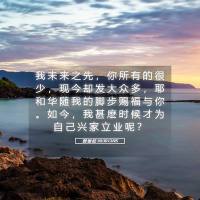 Picture 05 - 创 世 纪 30:30 CUVS - 我 未 来 之 先 ， 你 所 有 的 很 少 - Bible Verse Picture