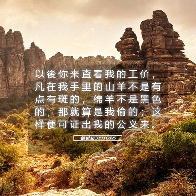 Picture 05 - 创 世 纪 30:33 CUVS - 以 後 你 来 查 看 我 的 工 价 ， 凡 - Bible Verse Picture