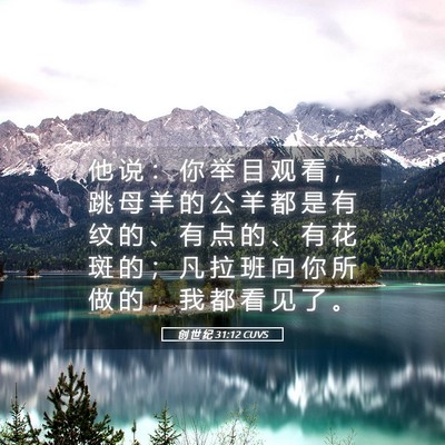 Picture 05 - 创 世 纪 31:12 CUVS - 他 说 ： 你 举 目 观 看 ， 跳 母 羊 - Bible Verse Picture