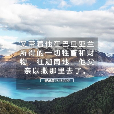 Picture 05 - 创 世 纪 31:18 CUVS - 又 带 着 他 在 巴 旦 亚 兰 所 得 的 - Bible Verse Picture