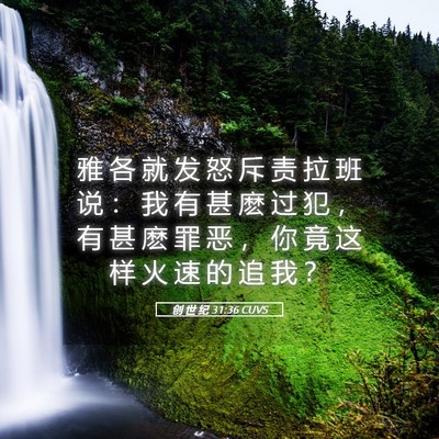 Picture 05 - 创 世 纪 31:36 CUVS - 雅 各 就 发 怒 斥 责 拉 班 说 ： 我 - Bible Verse Picture