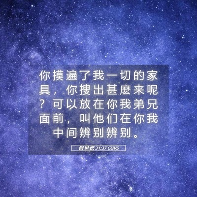 Picture 05 - 创 世 纪 31:37 CUVS - 你 摸 遍 了 我 一 切 的 家 具 ， 你 - Bible Verse Picture