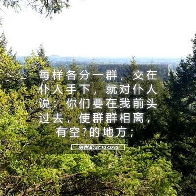 Picture 05 - 创 世 纪 32:16 CUVS - 每 样 各 分 一 群 ， 交 在 仆 人 手 - Bible Verse Picture